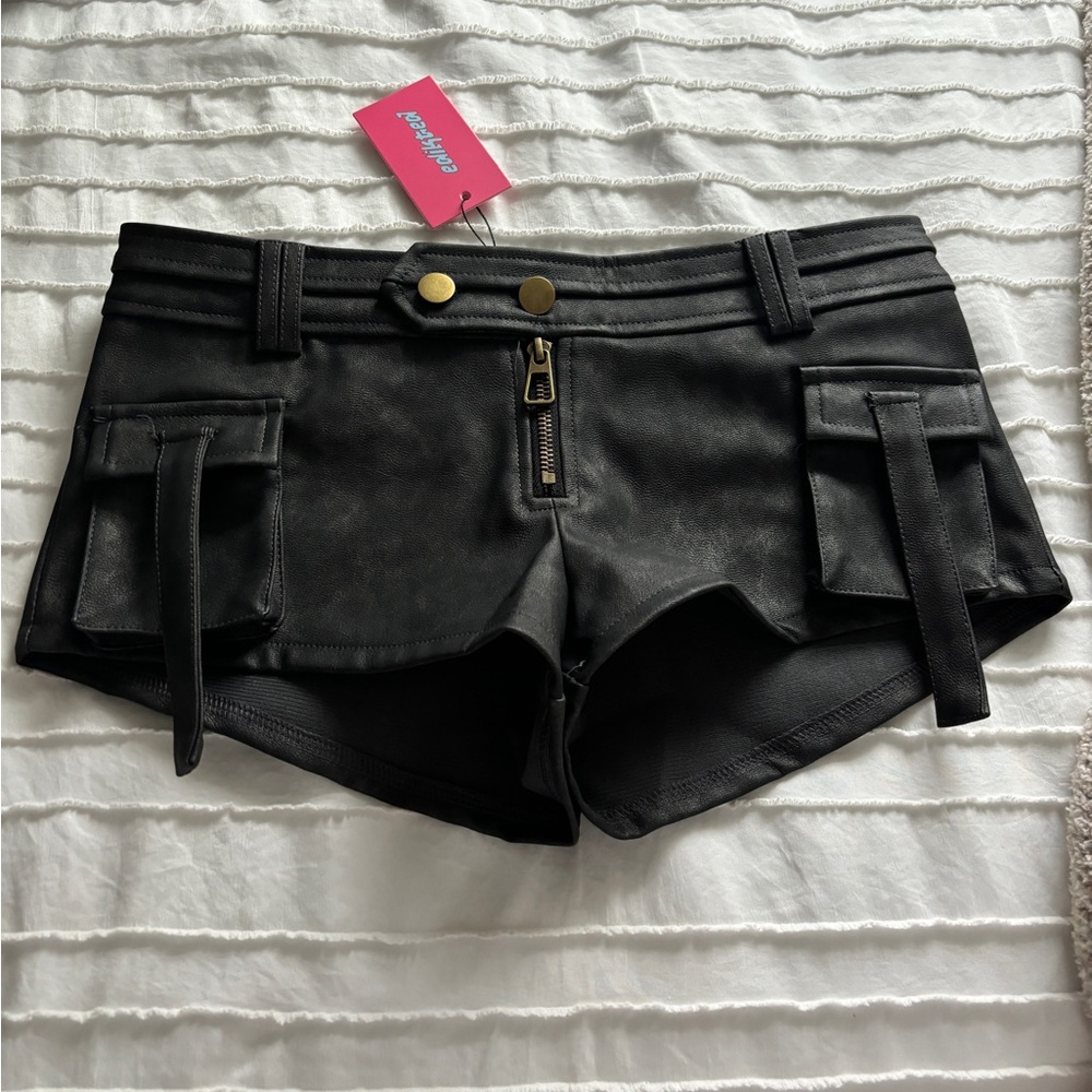 Edikted leather micro shorts